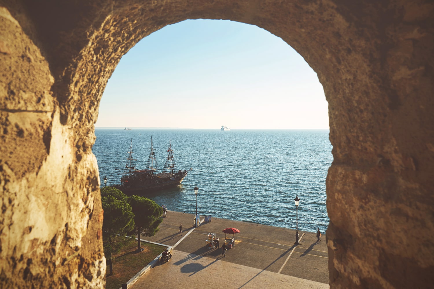 THESSALONIKI, GREECE - SEPTEMBER 29, 2016: View from the white tower at Thessaloniki city in Greece